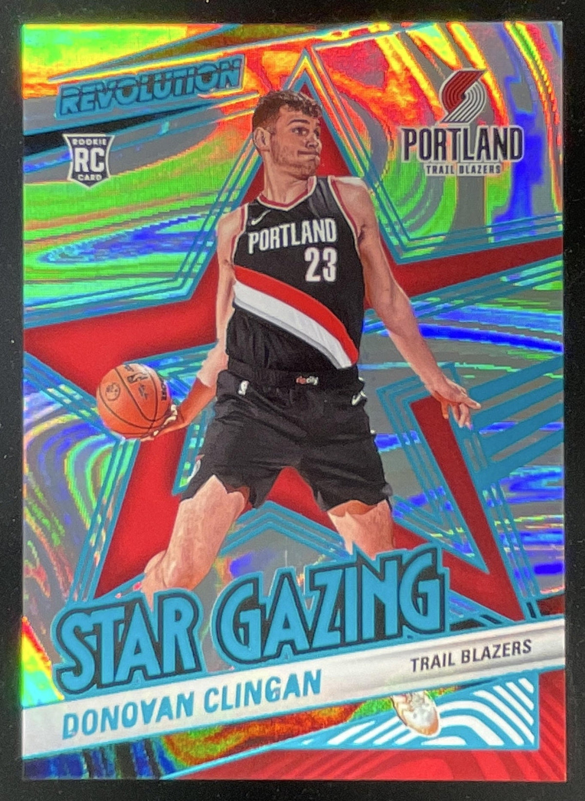 2024-25 Panini Revolution Star Gazing Teal Swirl #20 Donovan Clingan RC /35 product image 1, provided for visual reference