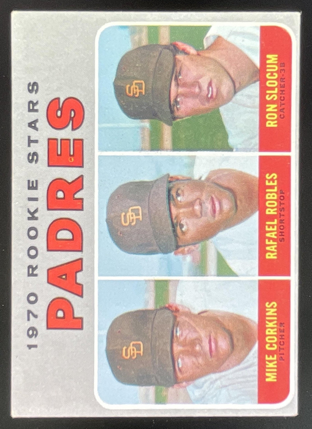 1970 Topps #573 Padres Rookie Stars Mike Corkins Rafael Robles Ron Slocum RC product image 1, provided for visual reference