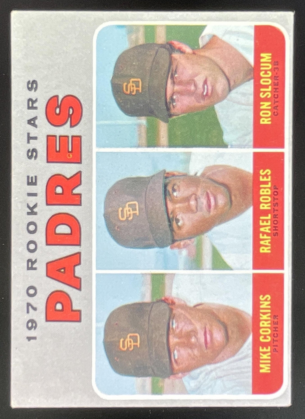 1970 Topps #573 Padres Rookie Stars Mike Corkins Rafael Robles Ron Slocum RC product image 1, provided for visual reference