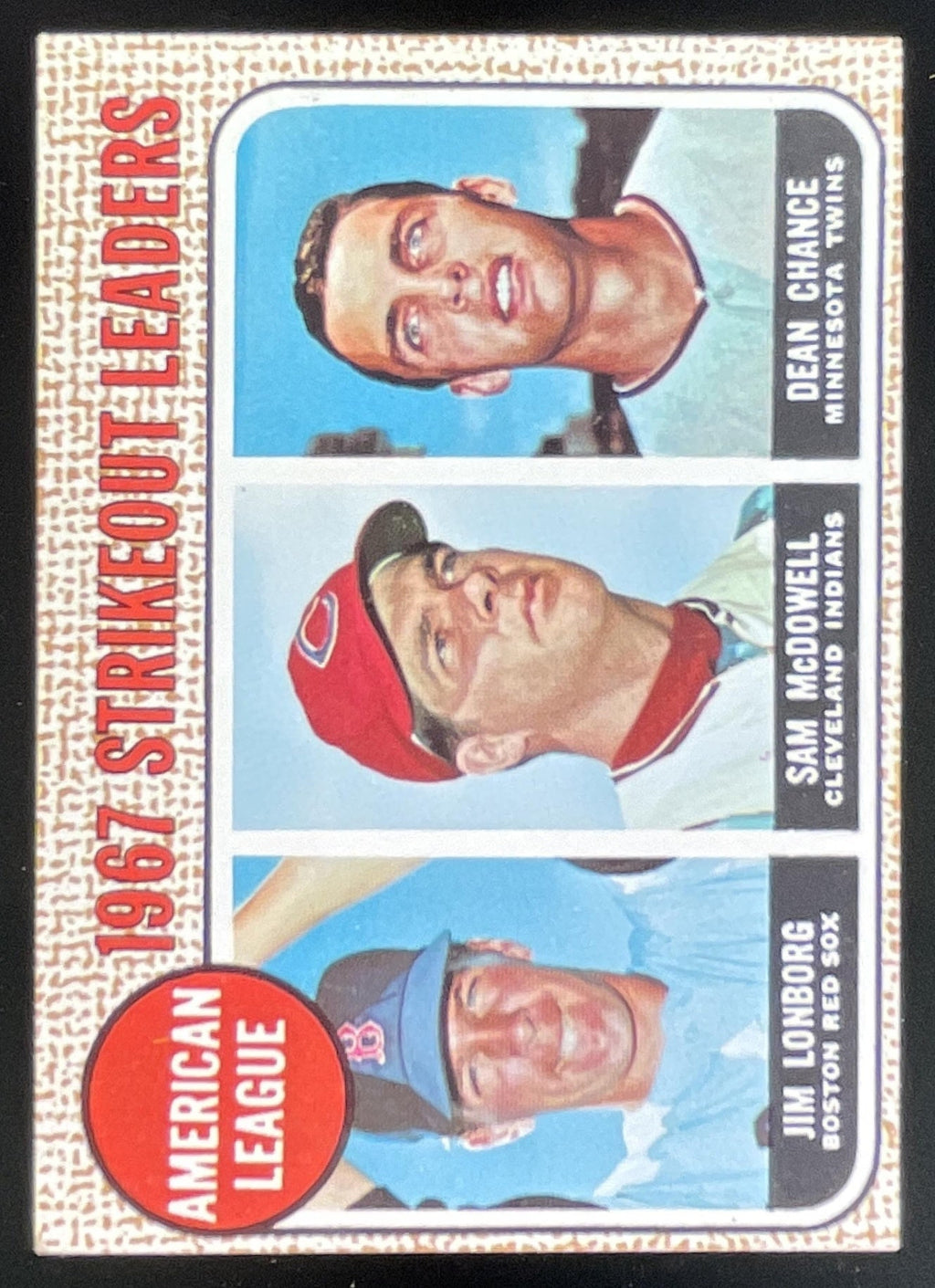 1968 Topps #12 Strikeout Leaders Jim Lonborg Sam McDowell Dean Chance product image 1, provided for visual reference and