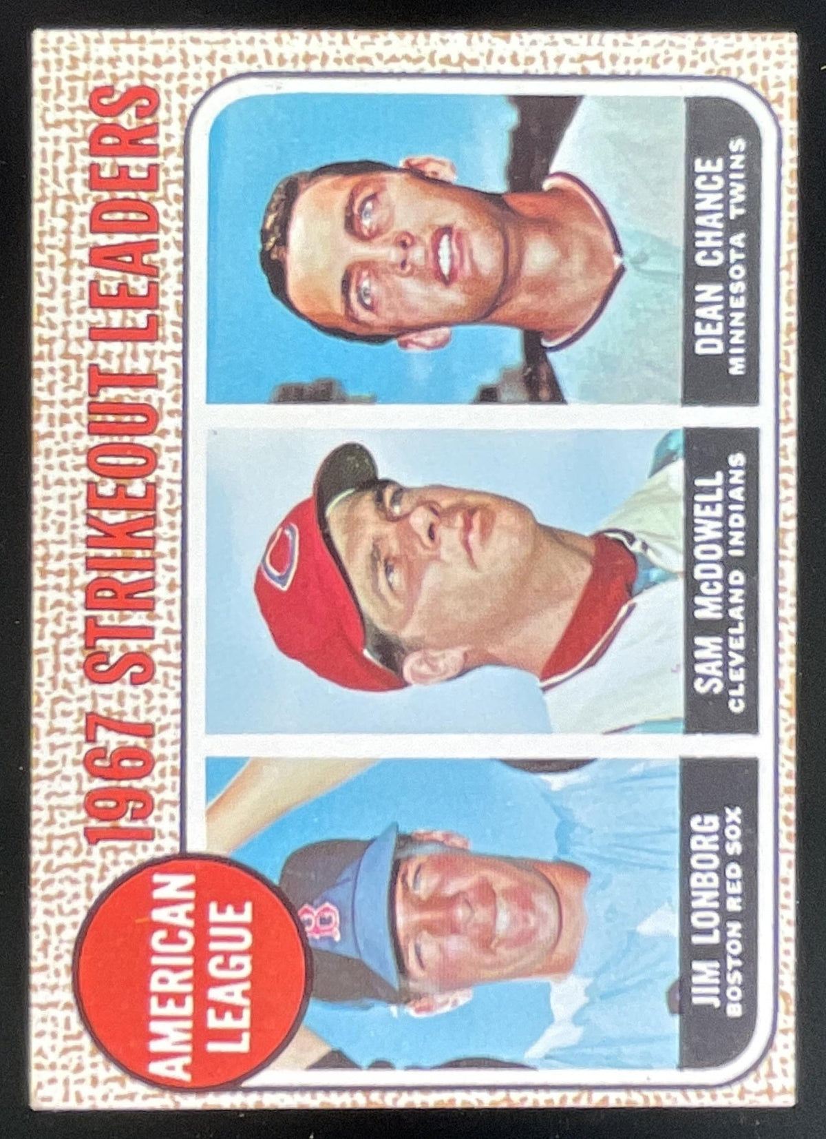 1968 Topps #12 Strikeout Leaders Jim Lonborg Sam McDowell Dean Chance product image 1, provided for visual reference and