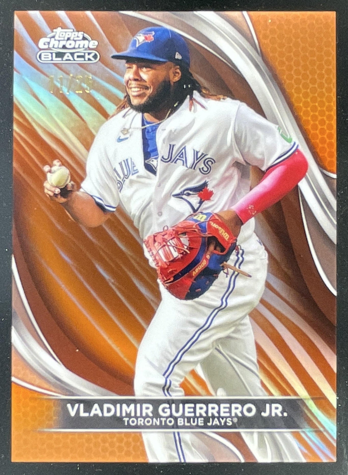 2024 Topps Chrome Black Orange Refractors #48 Vladimir Guerrero Jr./25 product image 1, provided for visual reference and