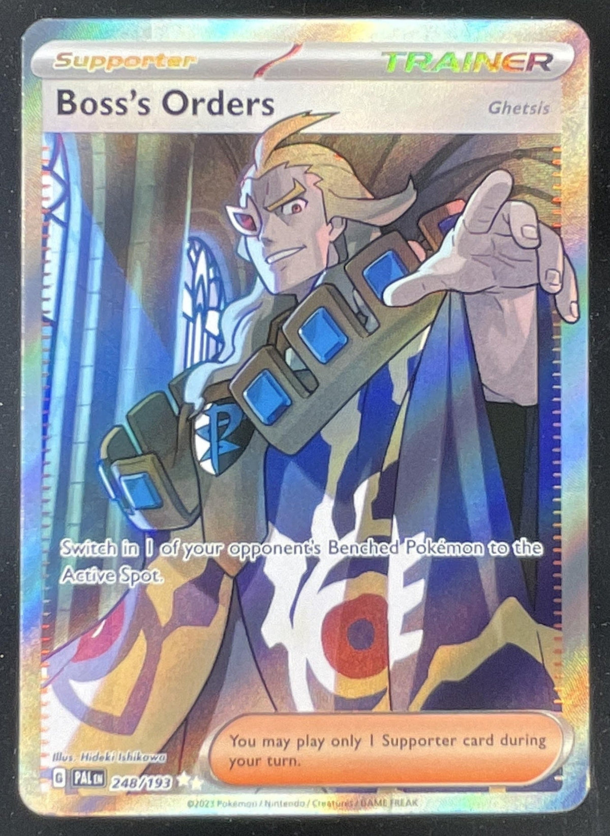 2023 Pokemon Paldea Evolved #248/193 Boss's Orders: Ghetsis Ultra Rare product image 1, provided for visual reference and