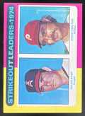 1975 Topps #312 1974 Strikeout Leaders Nolan Ryan Steve Carlton League Leaders product image 1, provided for visual