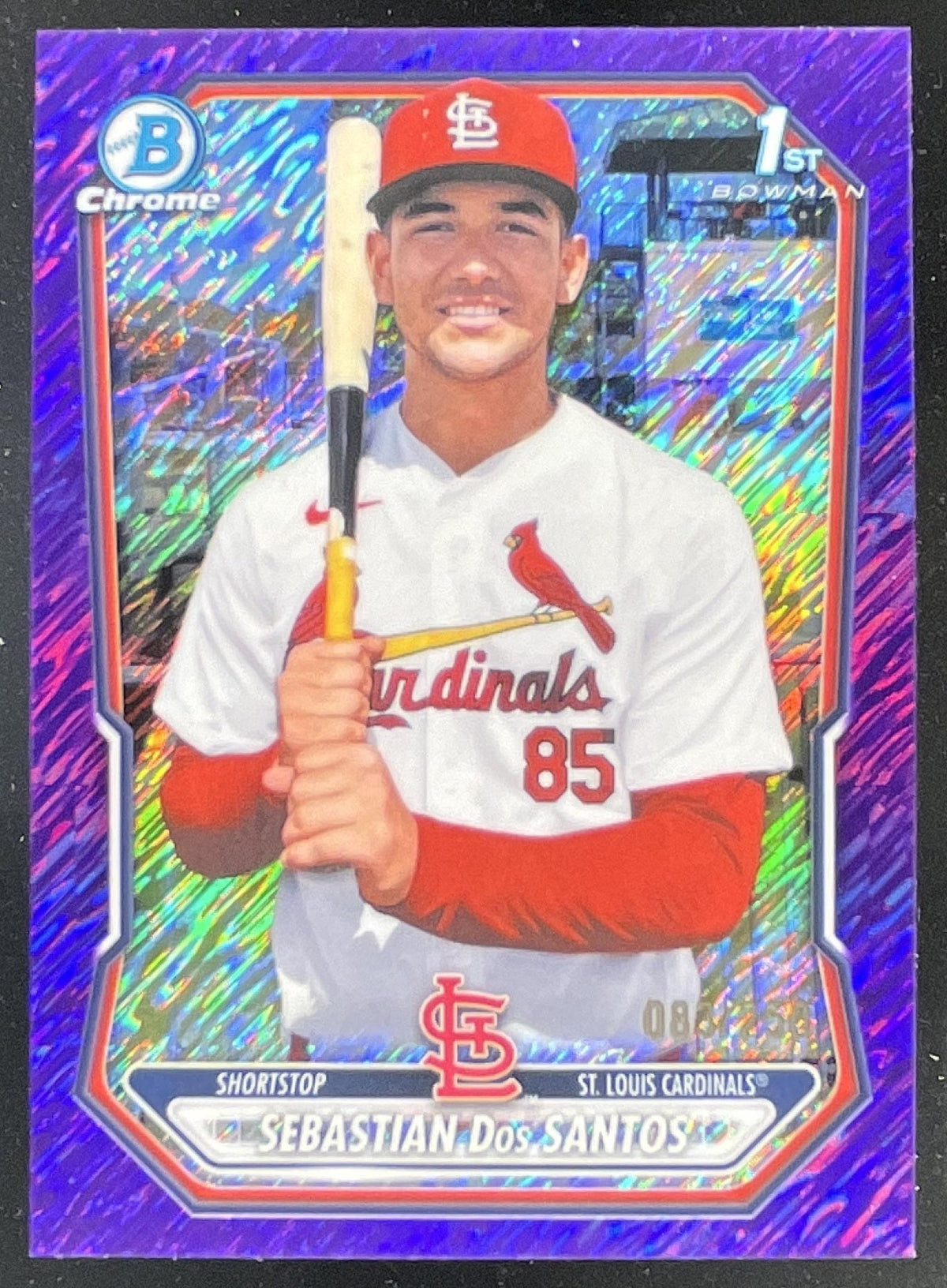 2026 Bowman Chrome Prospects Purple Shimmer #BCP190 Sebastian Dos Santos RC /250 product image 1, provided for visual