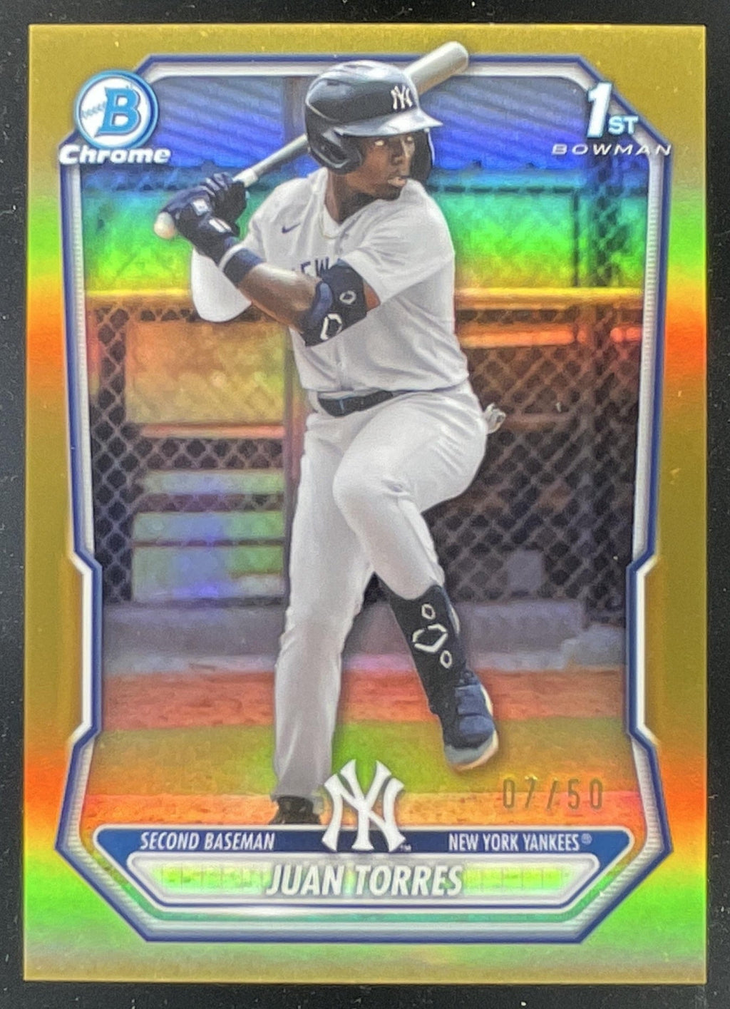 2026 Bowman Sapphire Chrome Prospects Gold Refractor #BCP-75 Juan Torres RC /50 product image 1, provided for visual