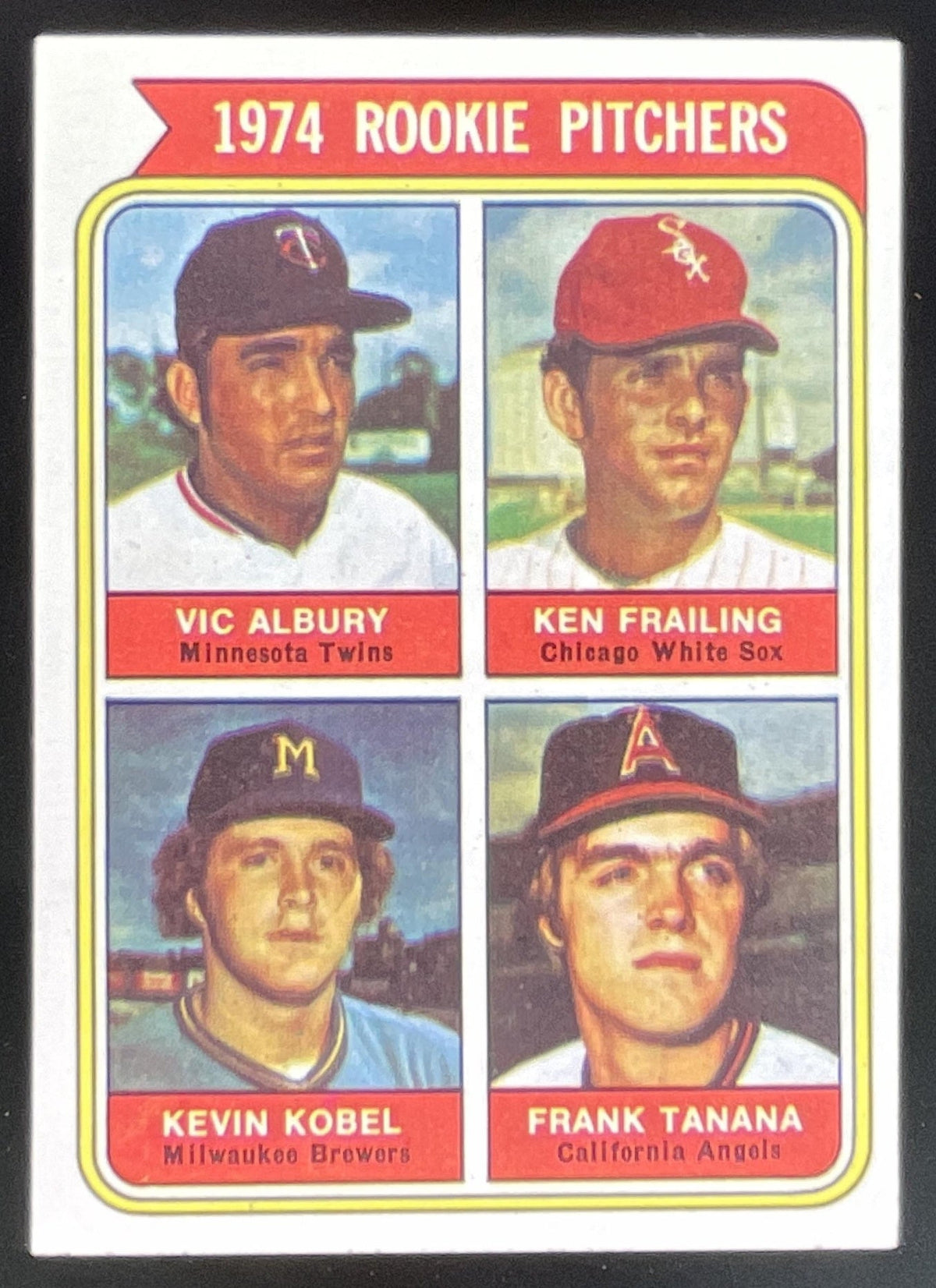 1974 Topps #605 1974 Rookie Vic Albury Ken Frailing Kevin Kobel Frank Tanana RC product image 1, provided for visual