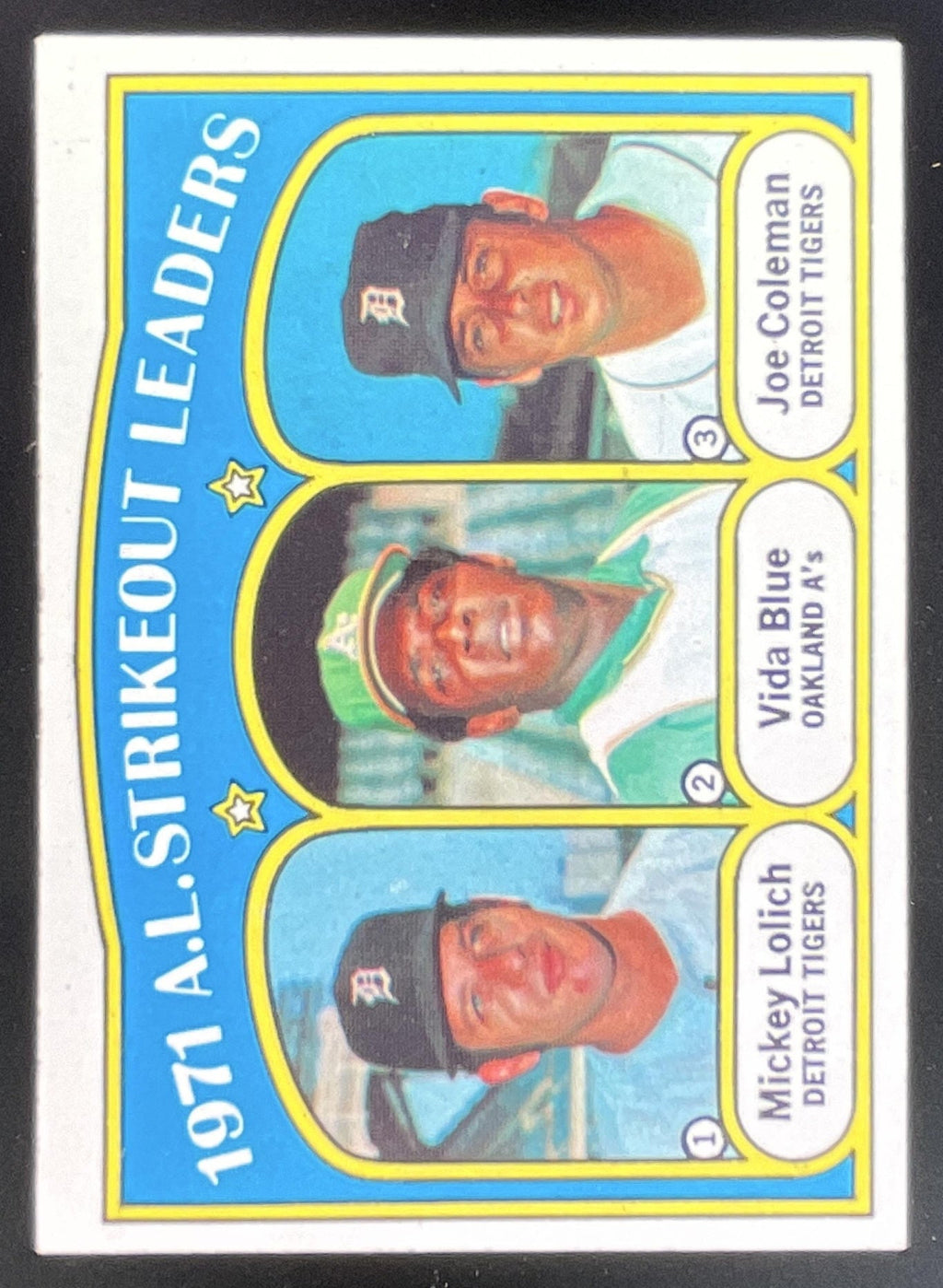 1972 Topps #96 Mickey Lolich Vida Blue Joe Coleman League Leaders product image 1, provided for visual reference and product