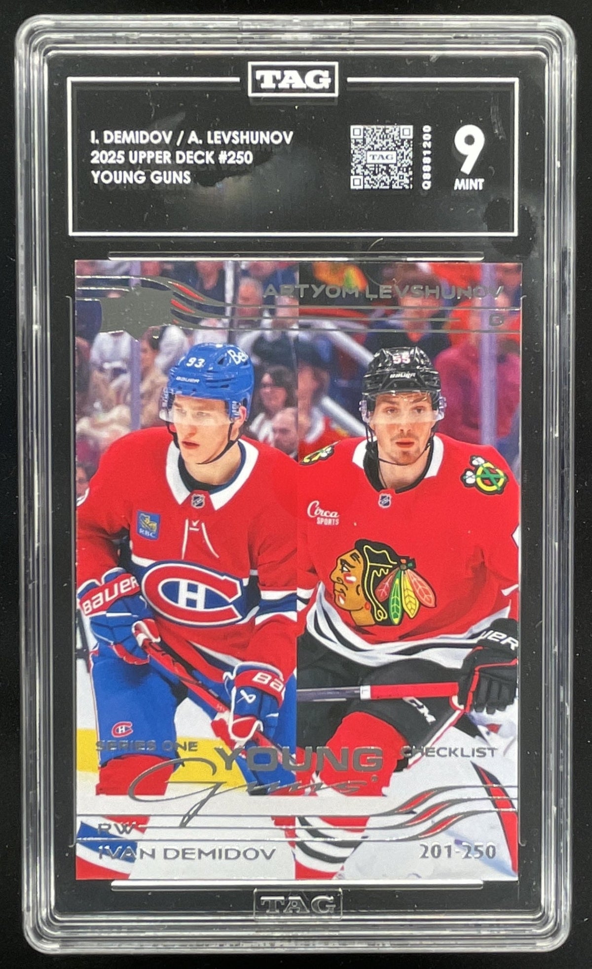 2025 Upper Deck Young Guns CL #250 Ivan Demidov Artyom Levshunov TAG 9 product image 1, provided for visual reference and