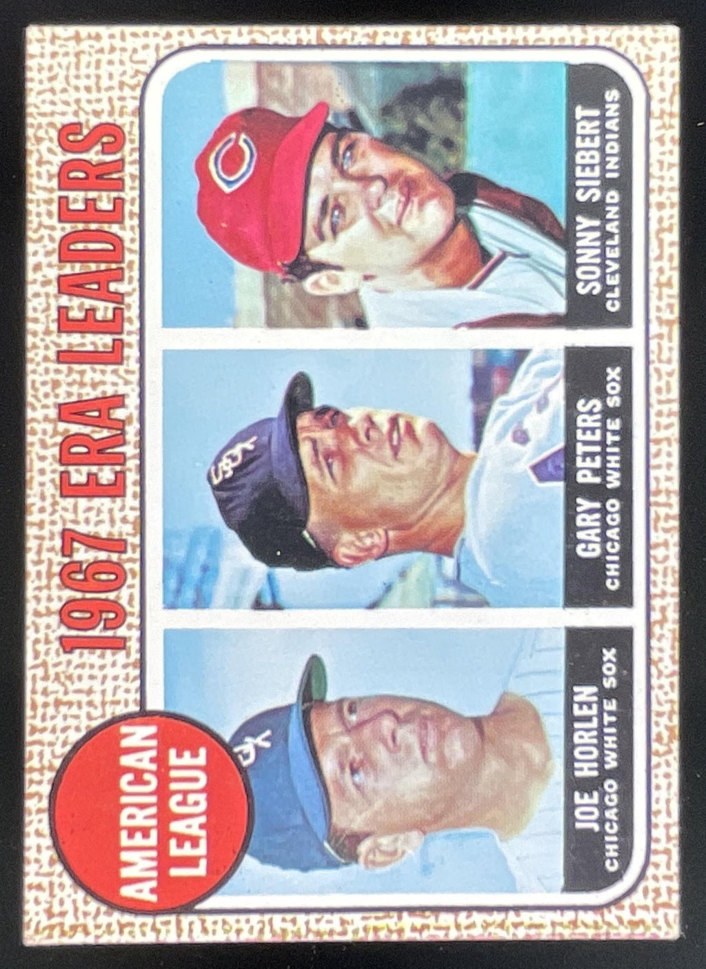 1968 Topps #8 American League ERA Leaders Joe Horlen Gary Peters Sonny Siebert product image 1, provided for visual