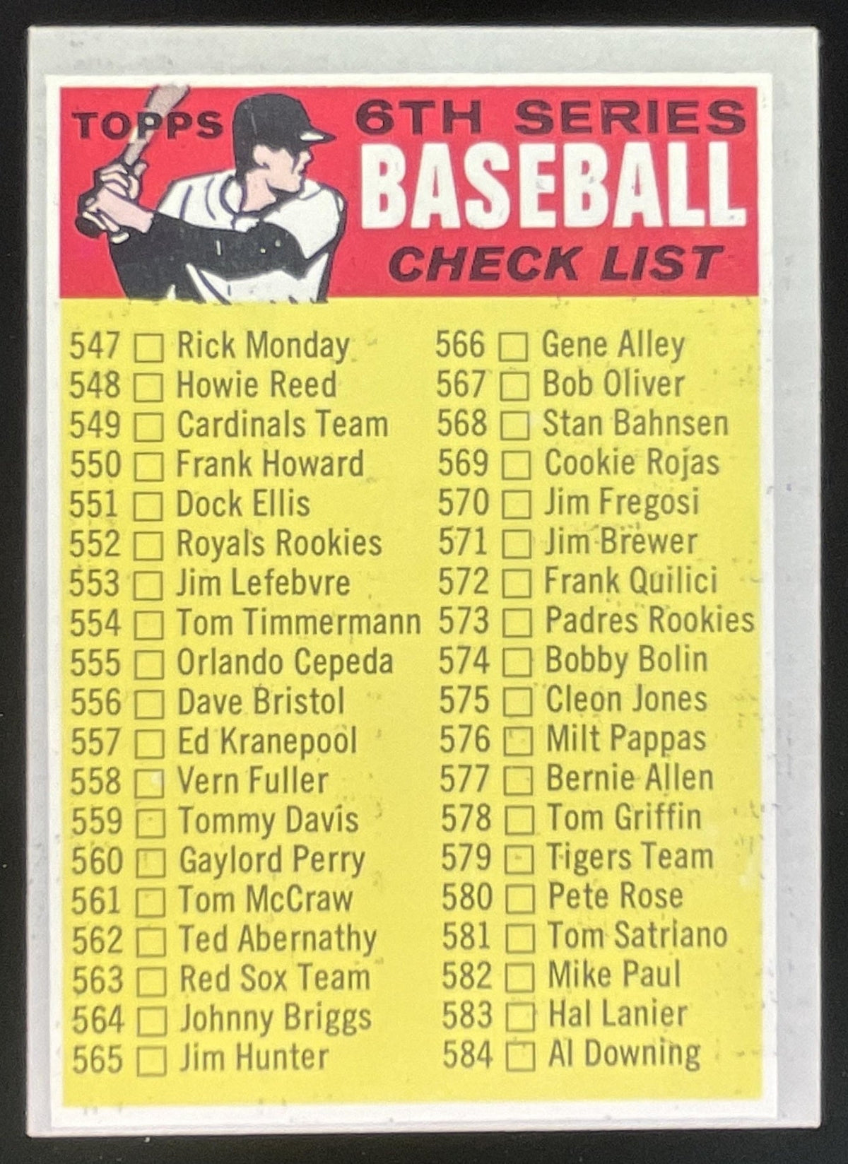 1970 Topps #542 6th Series Checklist 547-633 VAR product image 1, provided for visual reference and product detail review