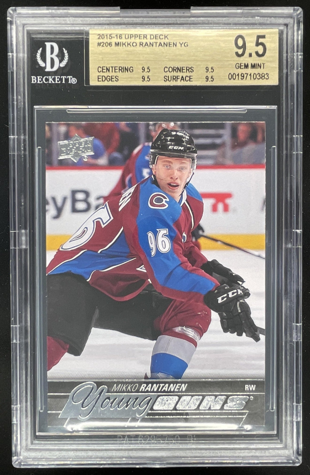 2015-16 Upper Deck #206 Mikko Rantanen RC BGS 9.5 product image 1, provided for visual reference and product detail review