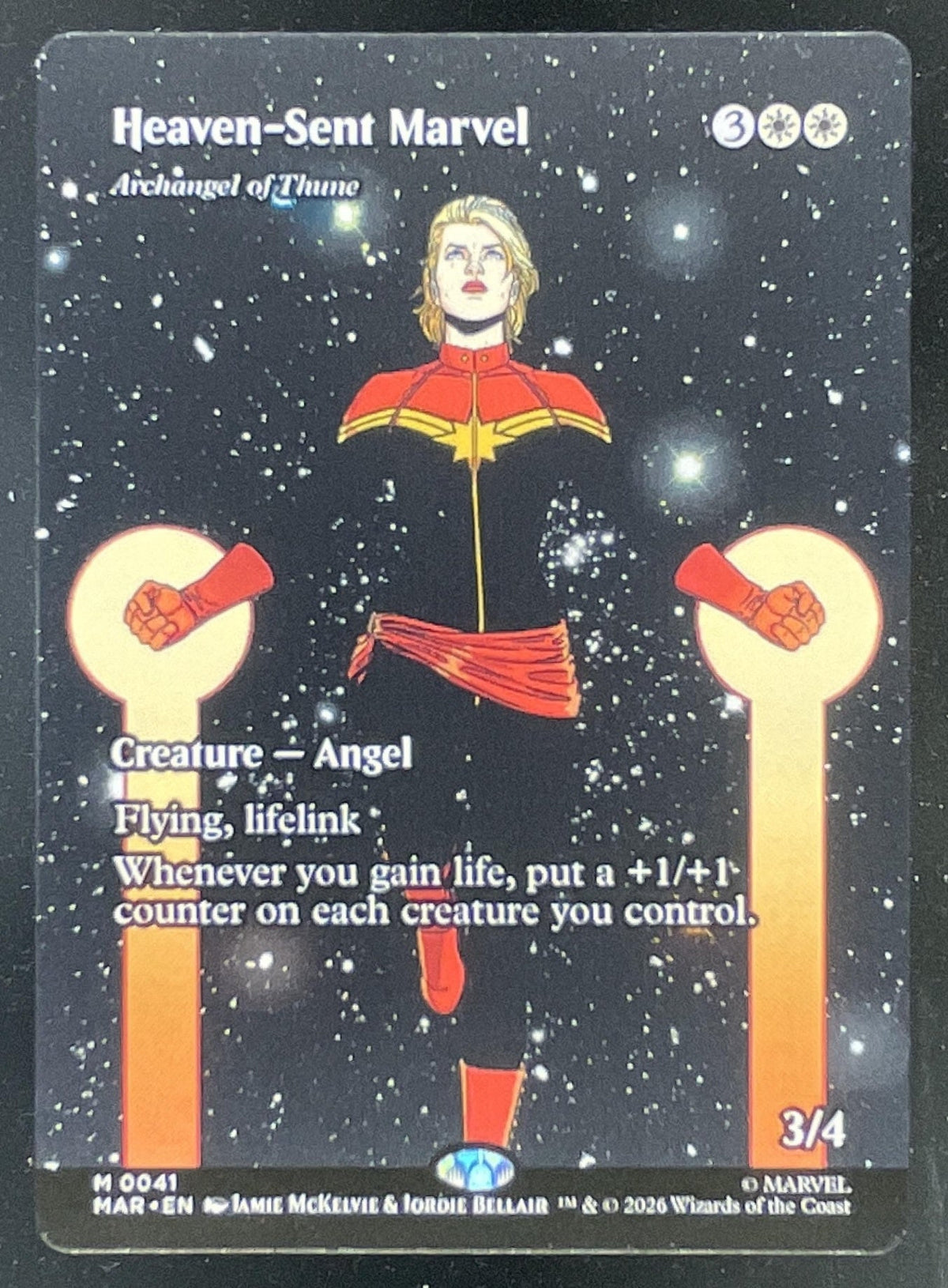 Magic The Gathering Heaven-Sent Marvel - Archangel of Thune Borderless Marvel product image 1, provided for visual reference