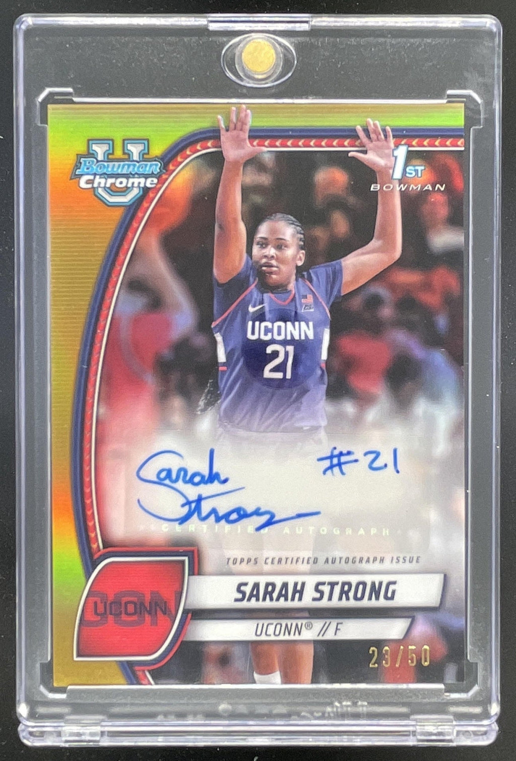 2024-25 Bowman Chrome University Prospect Gold #62 Sarah Strong Auto /50 product image 1, provided for visual reference and