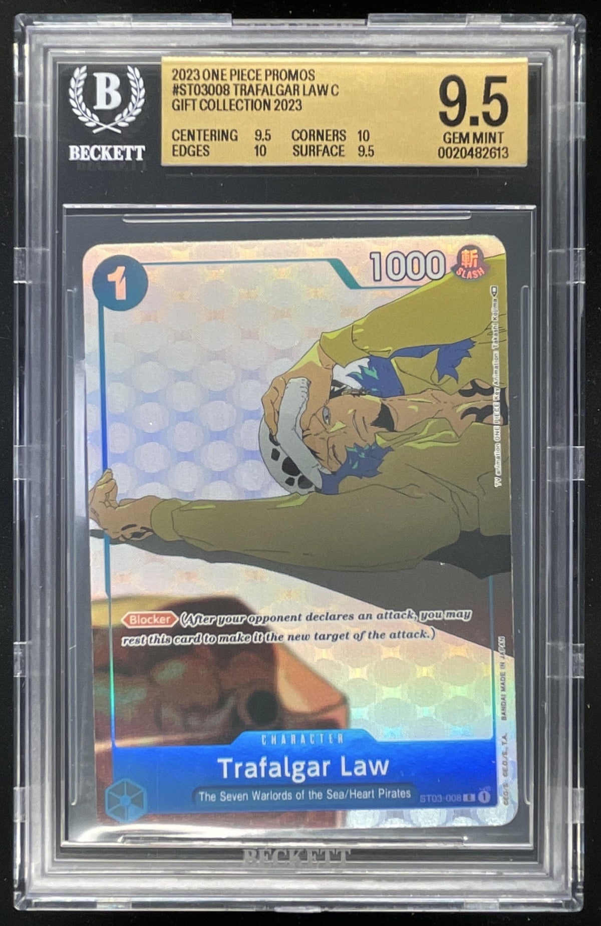 2023 One Piece Gift Collection Promos #ST03-008 Trafalgar Law BGS 9.5 product image 1, provided for visual reference and