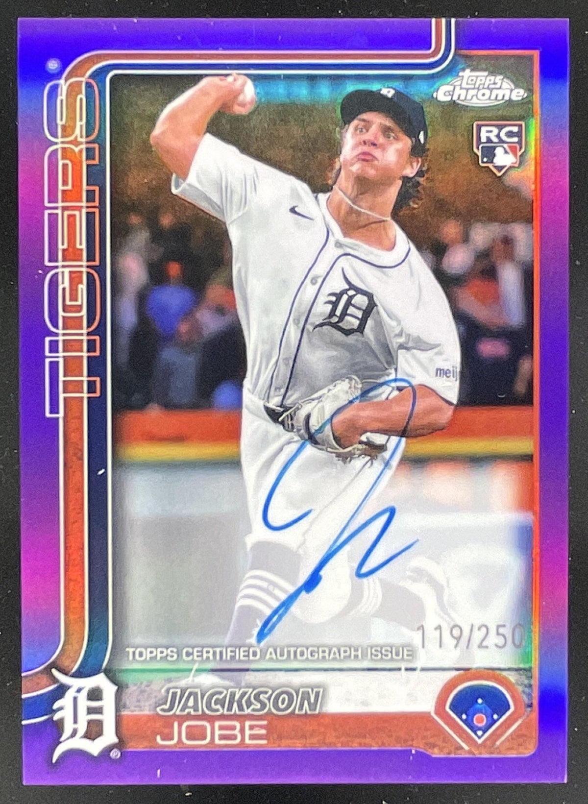 2025 Topps Chrome Rookie Purple #RA-JJO Jackson Jobe RC Auto /250 product image 1, provided for visual reference and product
