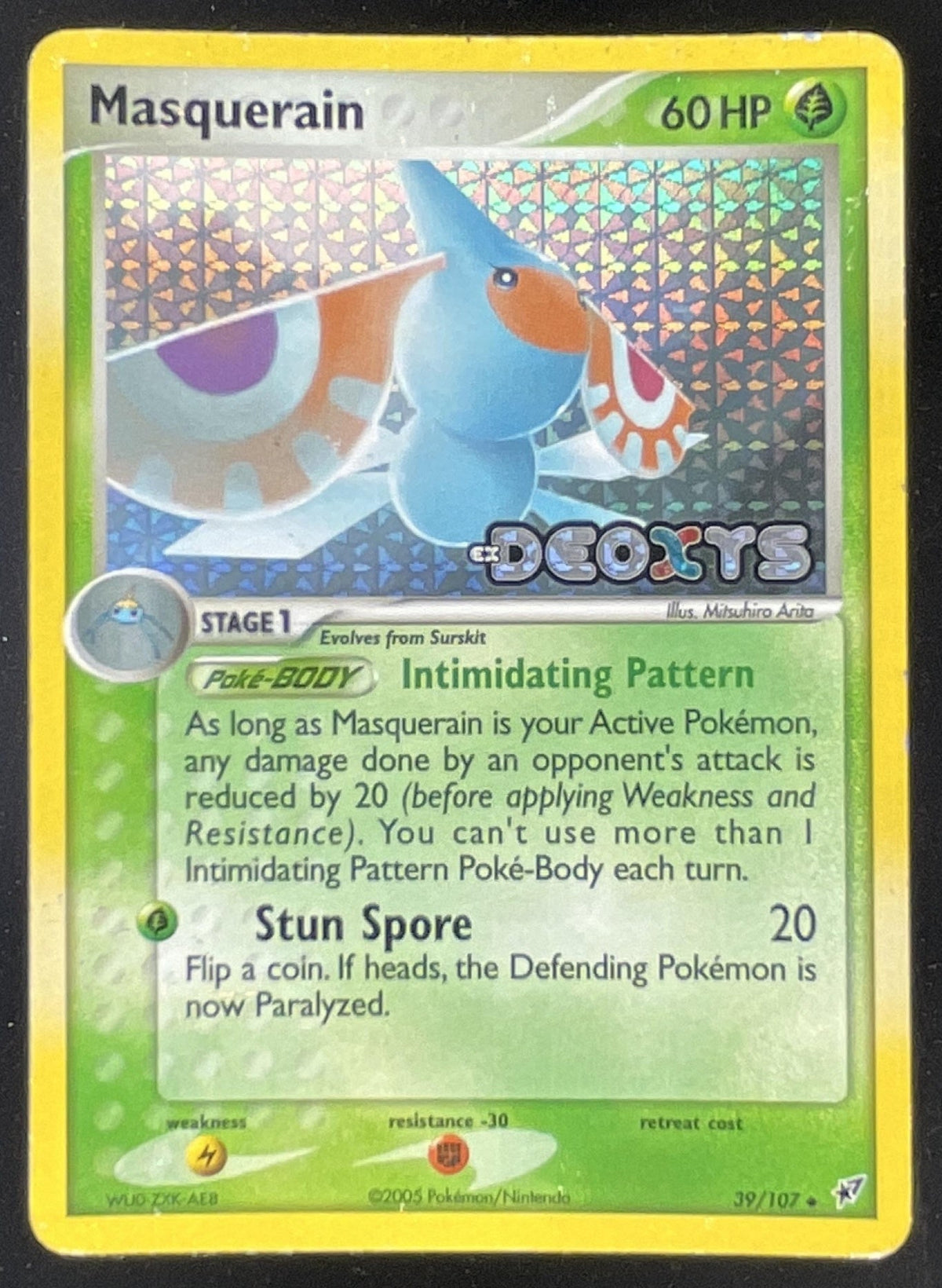 2005 Pokemon EX Deoxys #39/107 Masquerain product image 1, provided for visual reference and product detail review