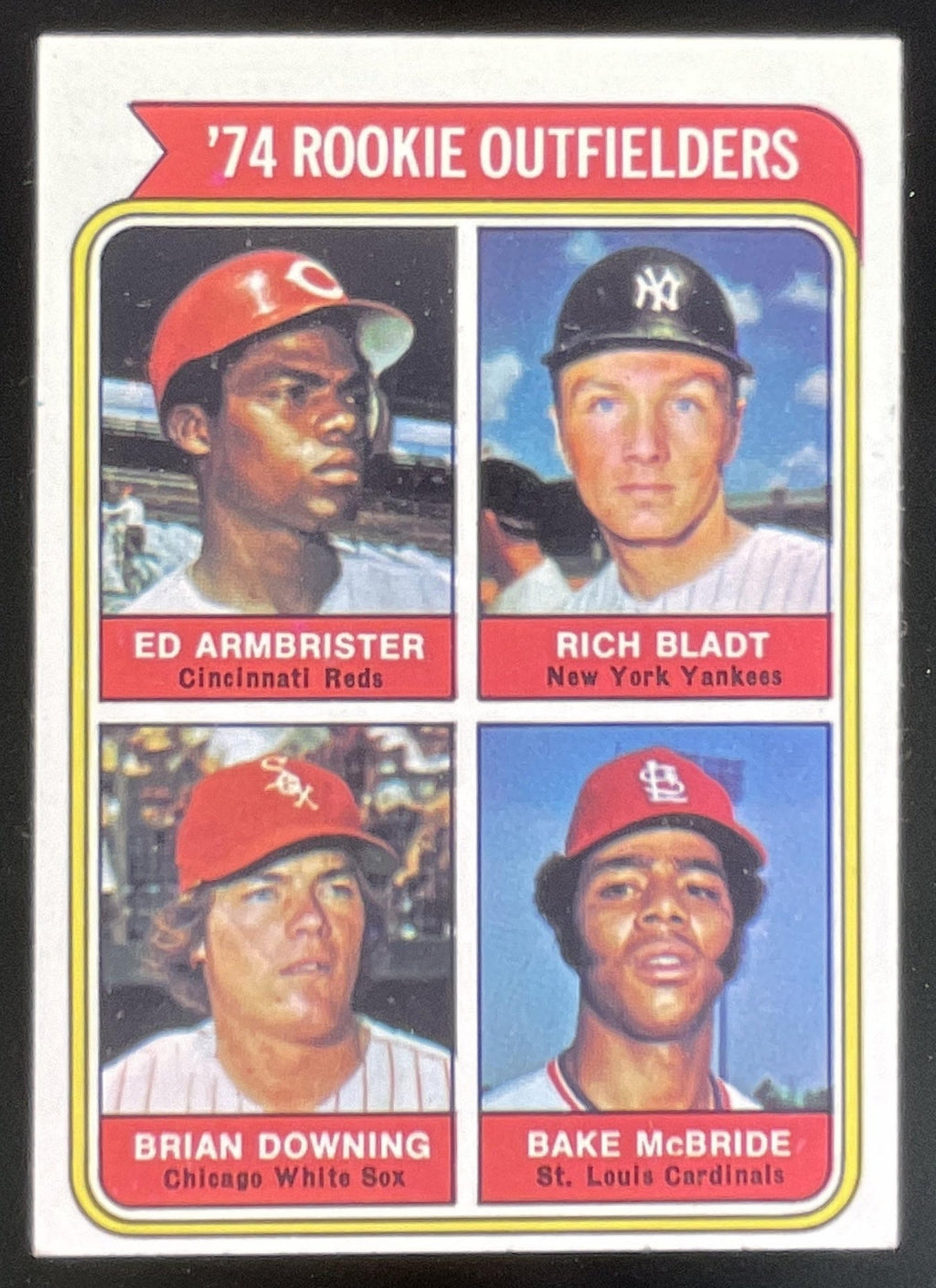 1974 Topps #601 1974 Ed Armbrister Rich Bladt Brian Downing Bake McBride RC product image 1, provided for visual reference