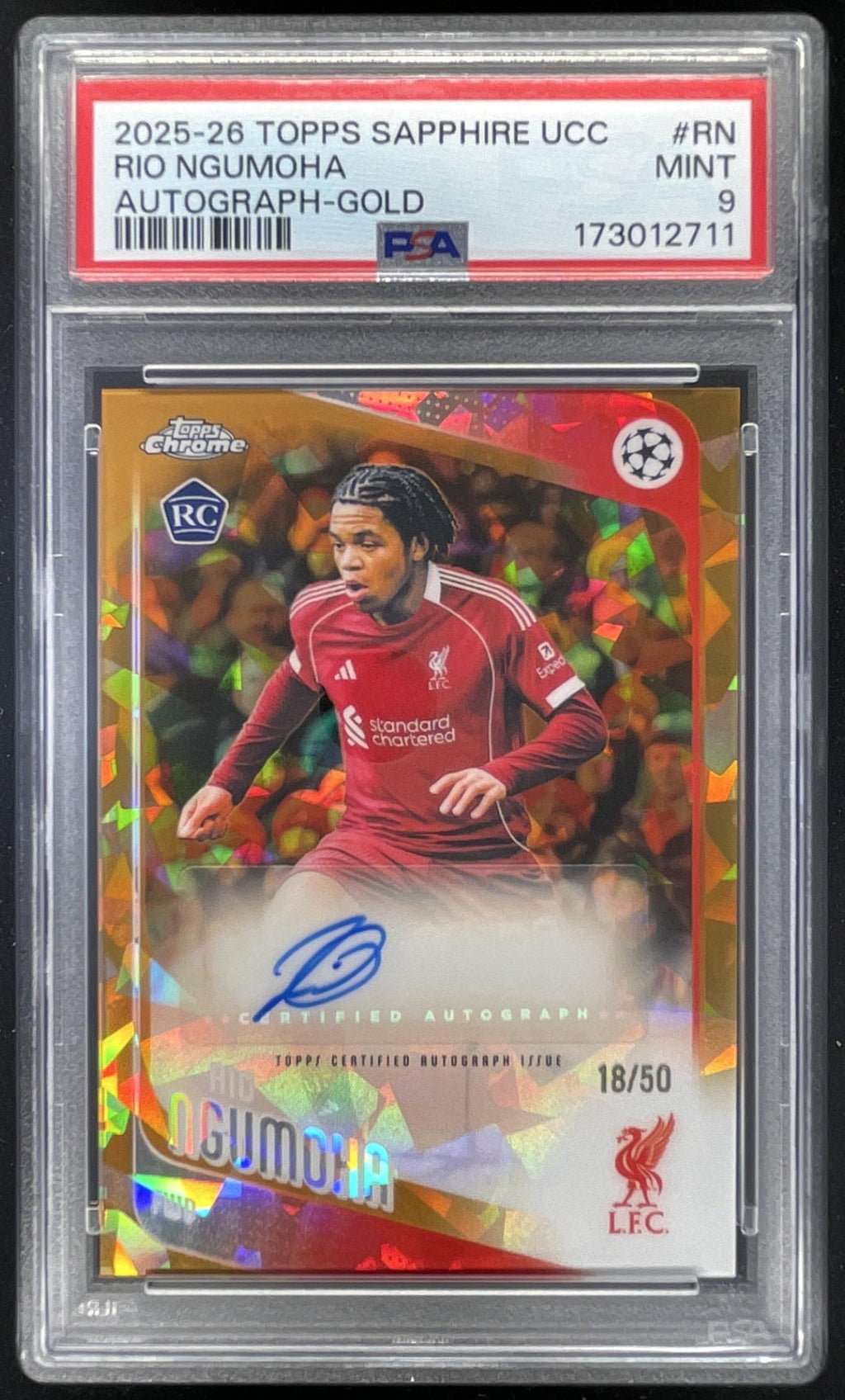 2025-26 Topps Chrome Sapphire Chrome Gold #CA-RN Rio Ngumoha RC Auto /50 PSA 9 product image 1, provided for visual