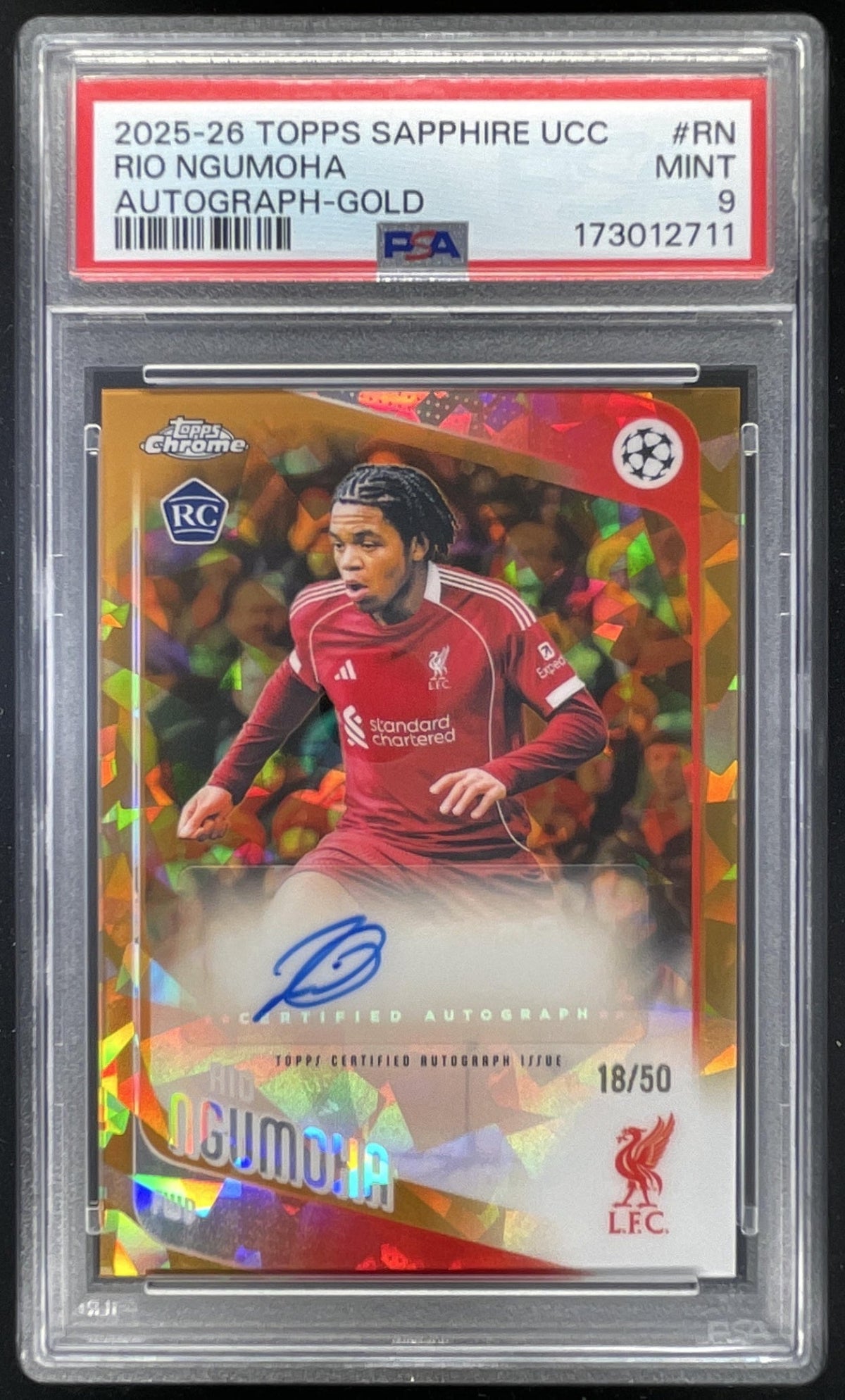 2025-26 Topps Chrome Sapphire Chrome Gold #CA-RN Rio Ngumoha RC Auto /50 PSA 9 product image 1, provided for visual