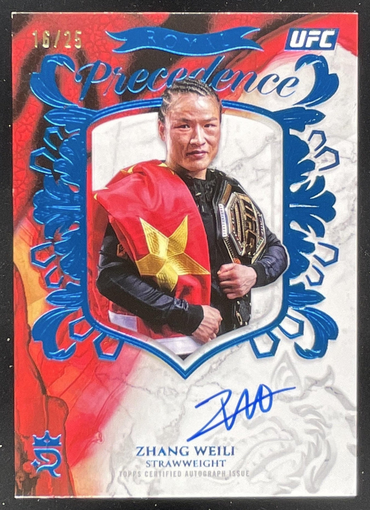 2025 Topps UFC Royalty Royal Precedence Blue #RP-ZW Zhang Weili Auto /25 product image 1, provided for visual reference and