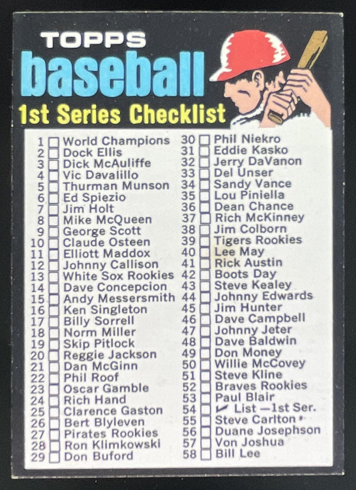 1971 Topps #54 Checklist: 1-132 product image 1, provided for visual reference and product detail review