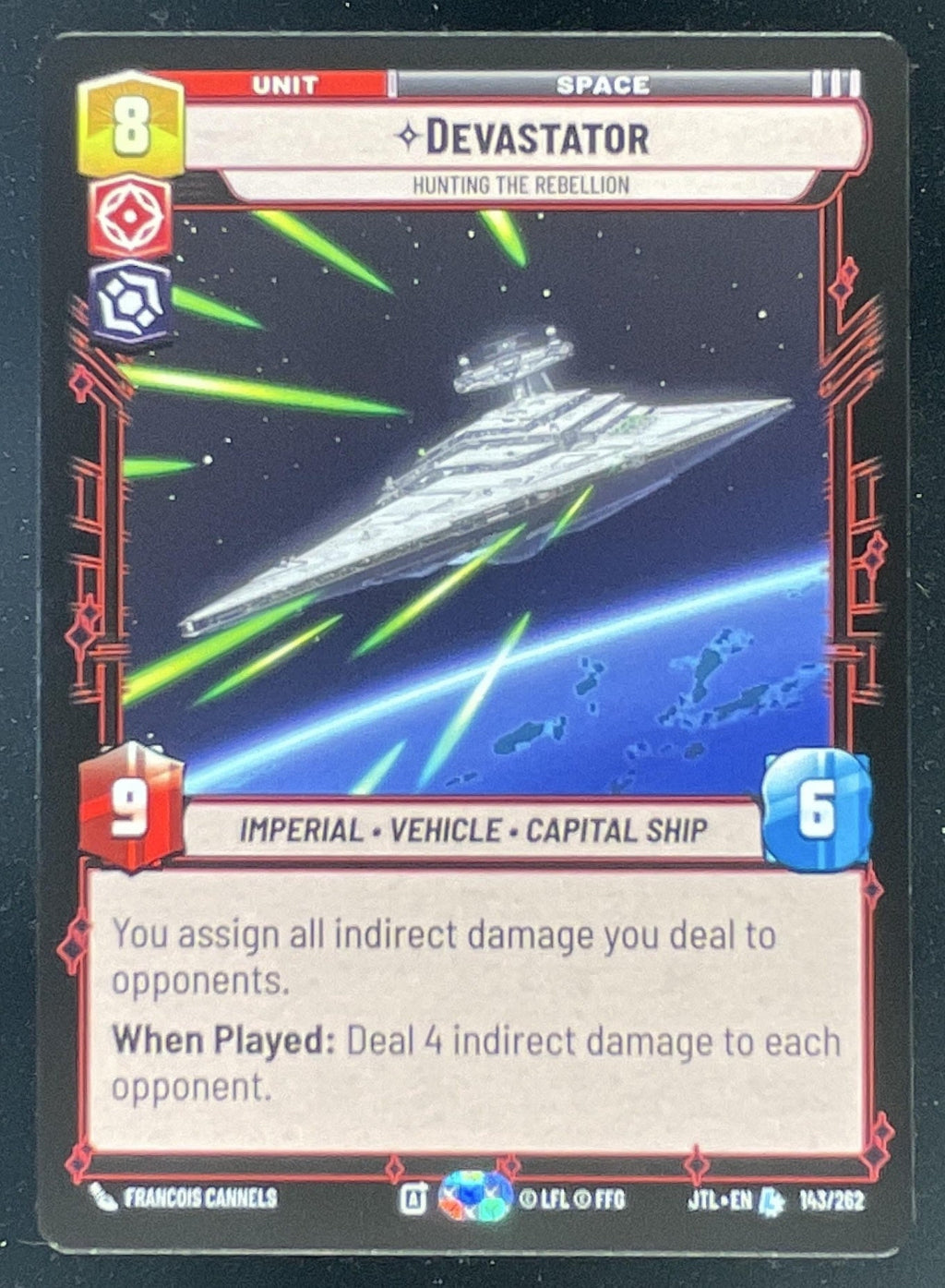 2025 Star Wars Unlimited Jump Lightspeed #143 Devastator Hunting the Rebellion product image 1, provided for visual