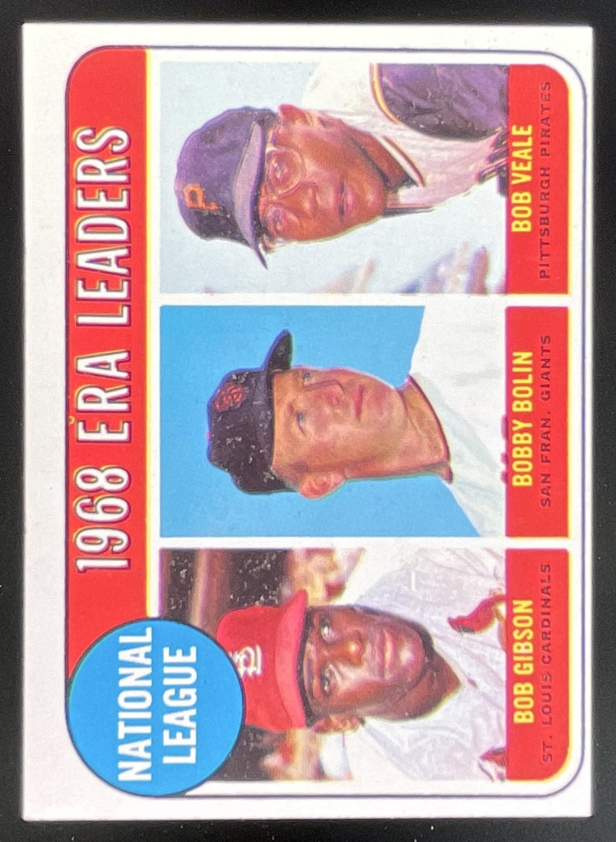 1969 Topps #8 National League 1968 ERA Leaders Bob Gibson Bobby Bolin Bob Veale product image 1, provided for visual