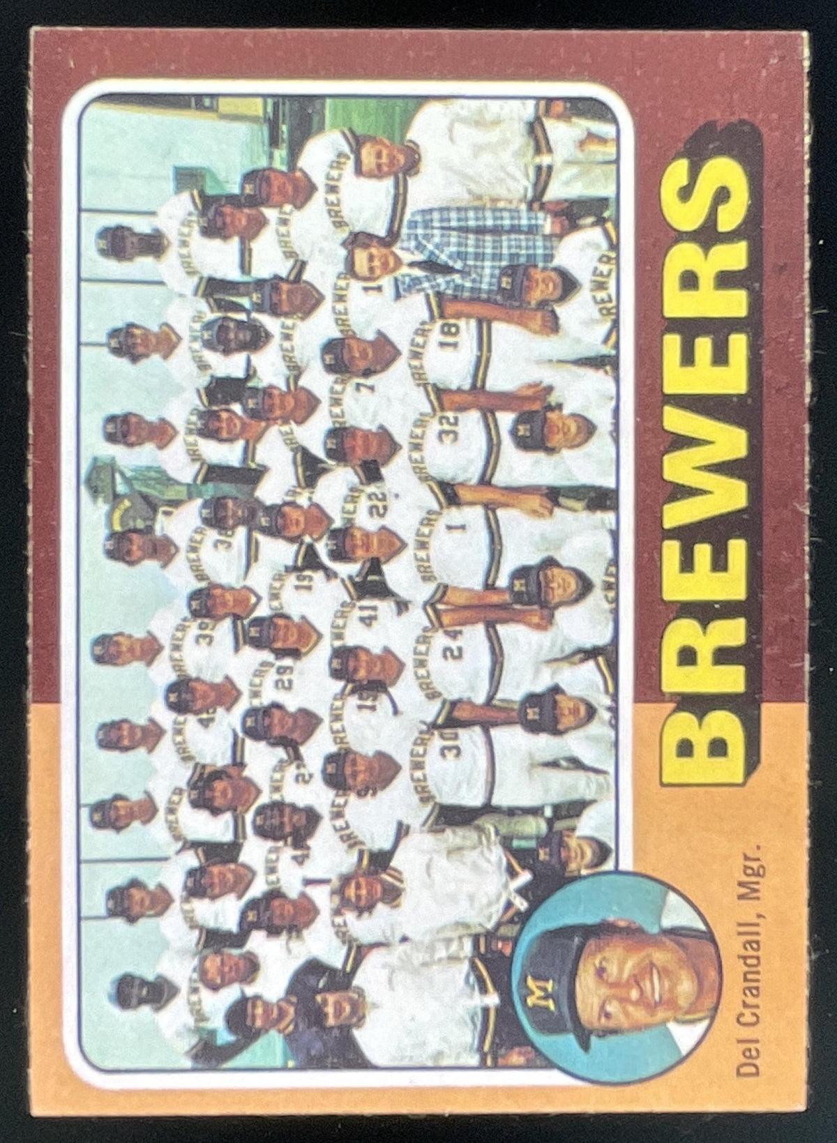 1975 Topps #384 Milwaukee Brewers Del Crandall MGR Checklist Card Team Card product image 1, provided for visual reference