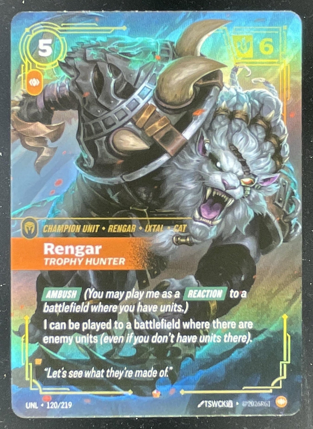 2026 Riftbound Unleashed Epic #120/219 Rengar - Trophy Hunter product image 1, provided for visual reference and product