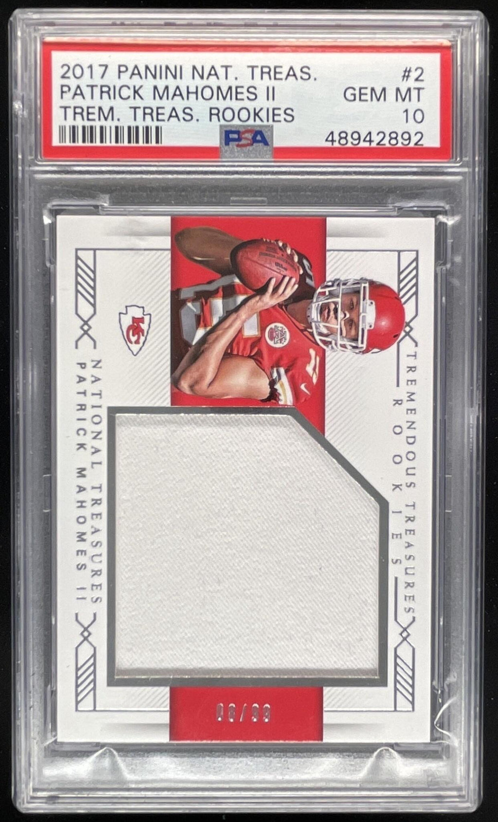 2017 National Treasures Tremendous Rookies #2 Patrick Mahomes II RC /99 PSA 10 product image 1, provided for visual