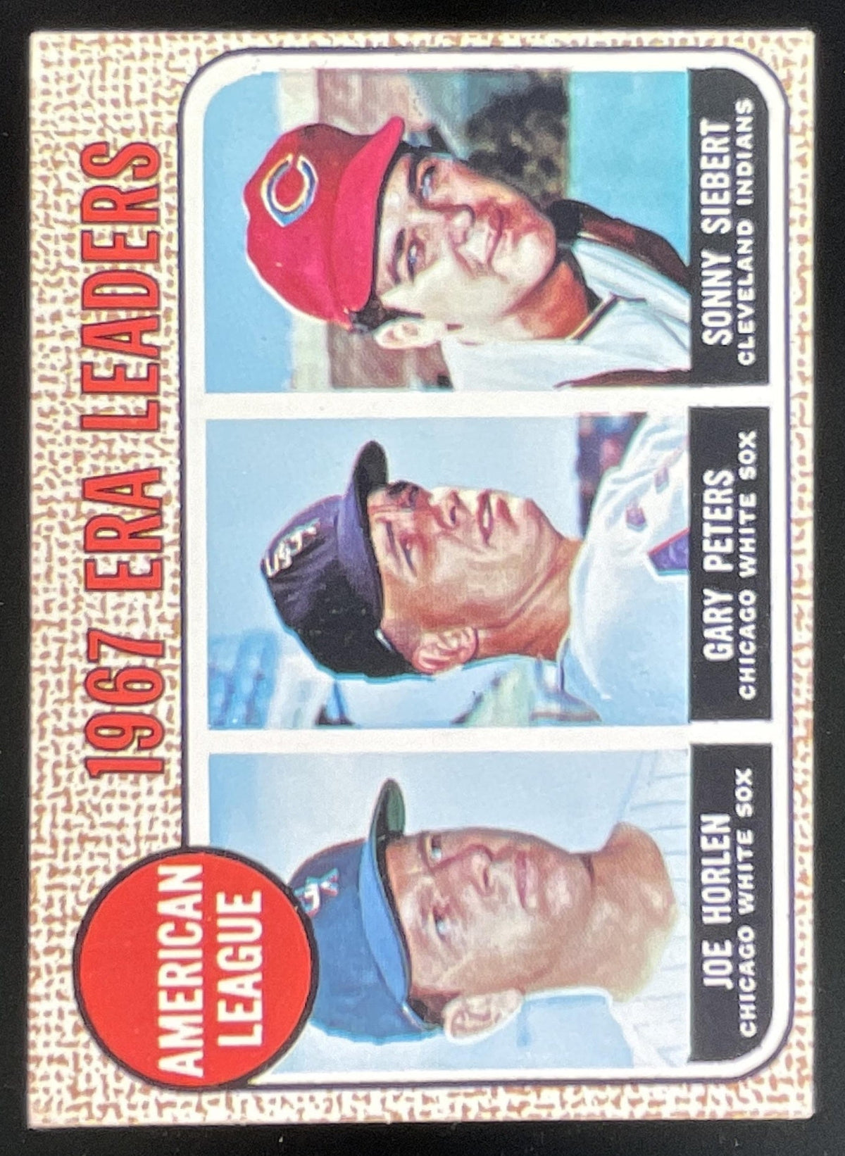 1968 Topps #8 American League ERA Leaders Joe Horlen Gary Peters Sonny Siebert product image 1, provided for visual