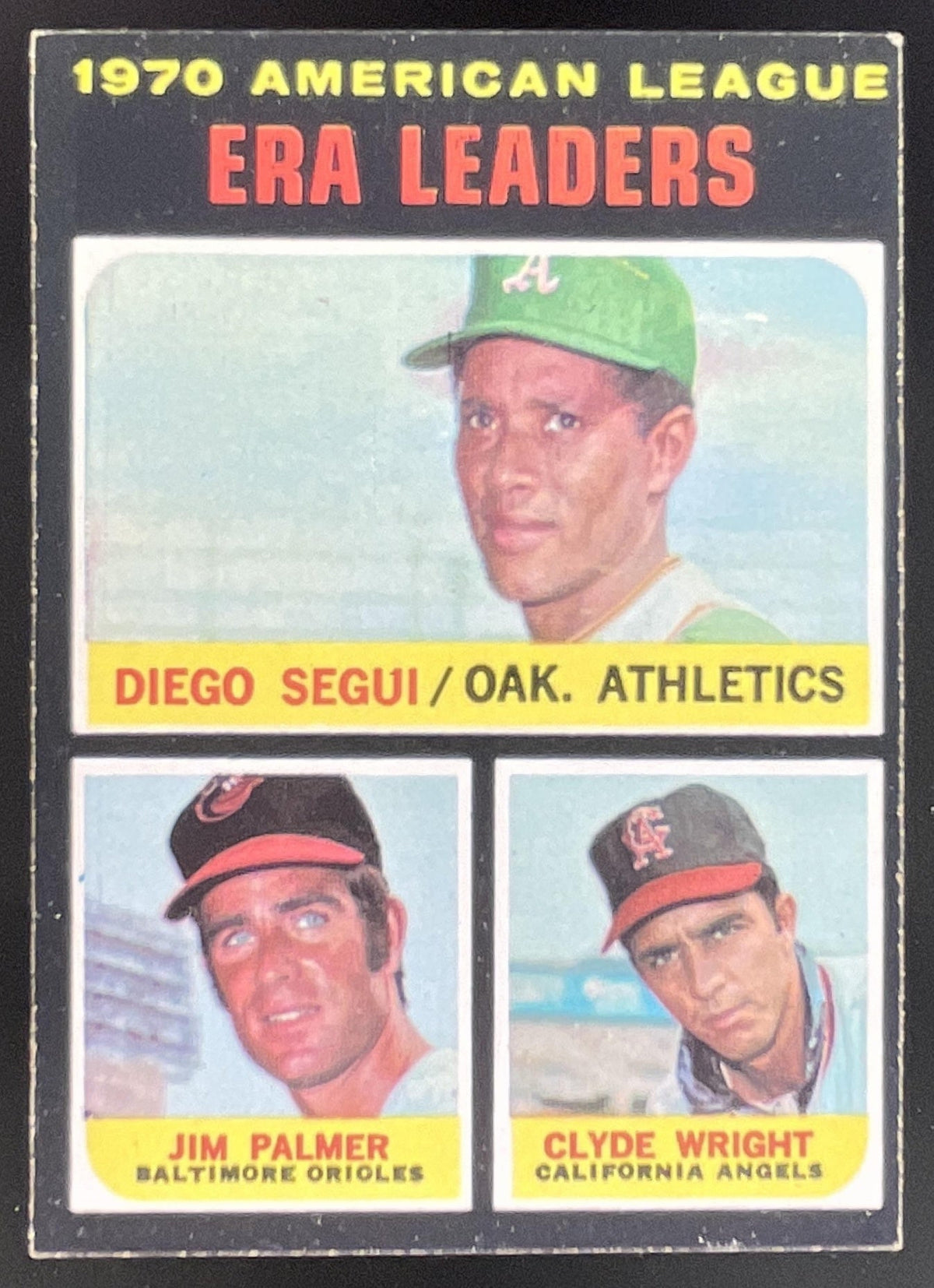 1971 Topps #67 American League ERA Leaders Diego Segui Jim Palmer Clyde Wright product image 1, provided for visual