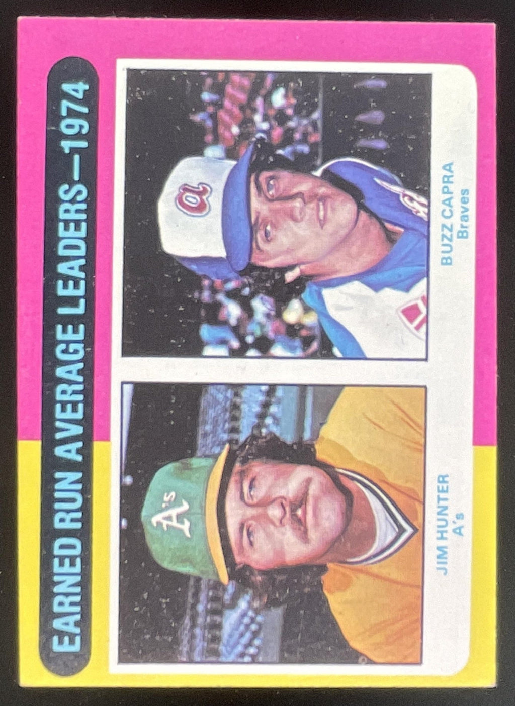 1975 Topps #311 1974 ERA Leaders Jim Hunter Buzz Capra League Leaders product image 1, provided for visual reference and