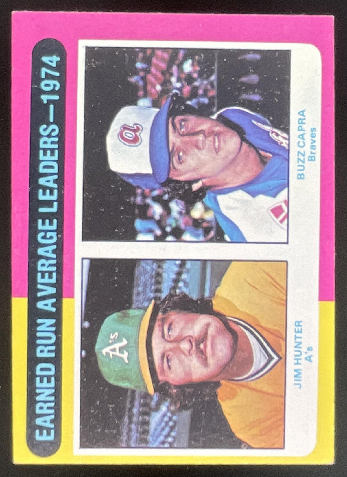 1975 Topps #311 1974 ERA Leaders Jim Hunter Buzz Capra League Leaders product image 1, provided for visual reference and