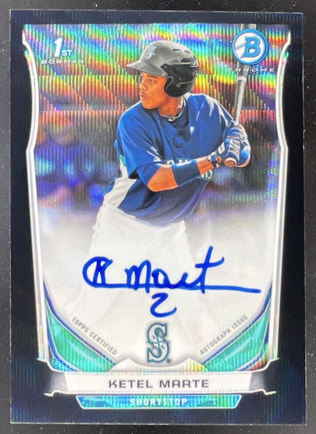 2014 Bowman Chrome Prospect Autographs Black Wave #BCAP-KM Ketel Marte Auto /50 product image 1, provided for visual