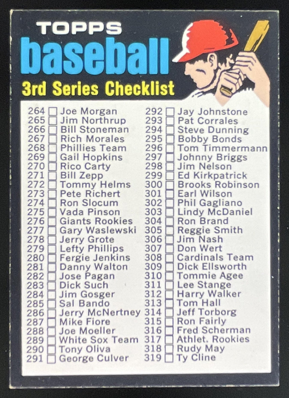 1971 Topps #206 Checklist: 264-393 product image 1, provided for visual reference and product detail review