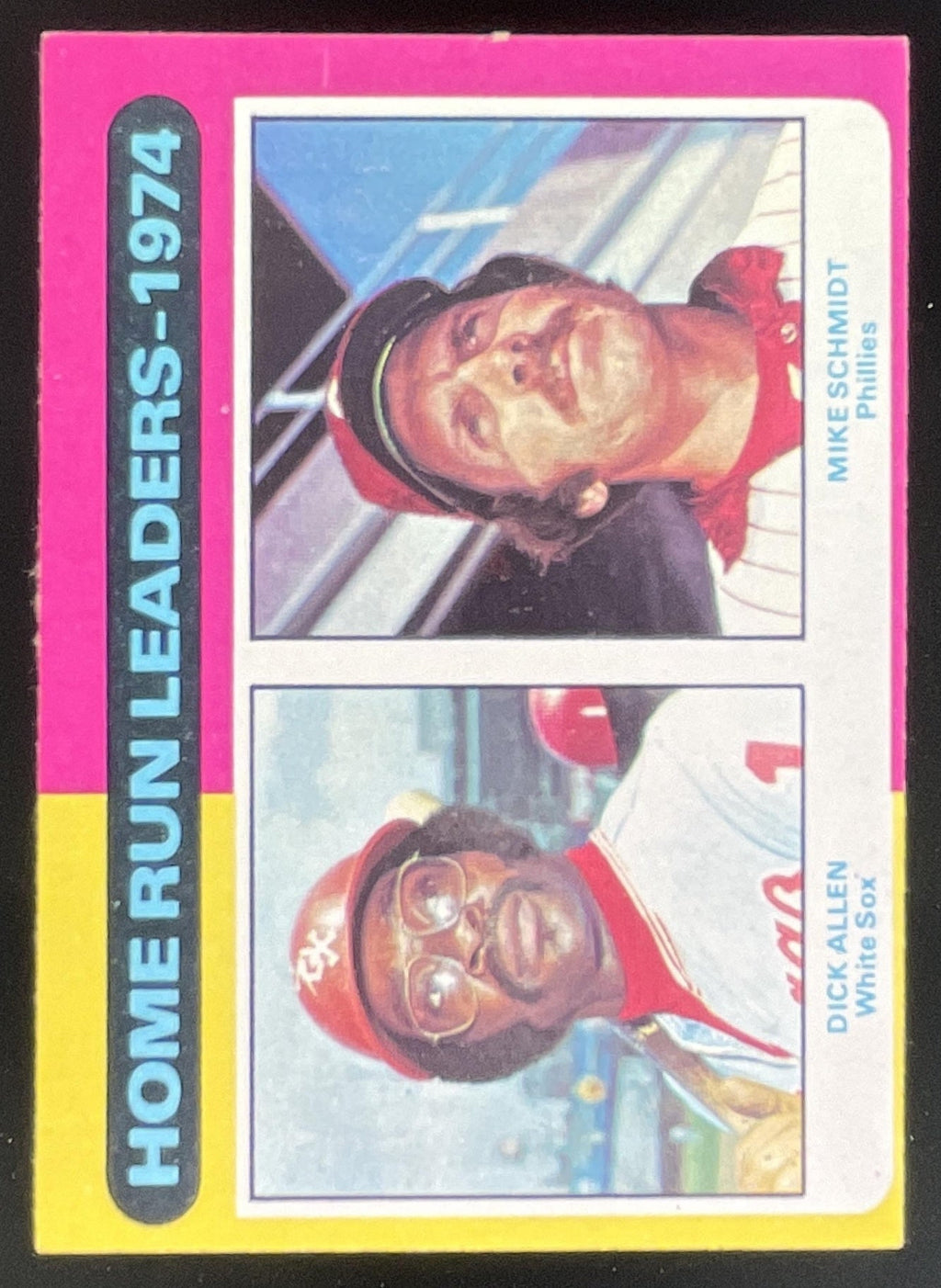 1975 Topps #307 1974 Home Run Leaders Dick Allen Mike Schmidt League Leaders product image 1, provided for visual reference