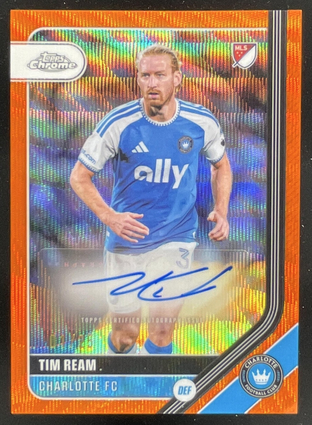2026 Topps Chrome MLS Chrome Orange Wave #CA-TI Tim Ream Auto /25 product image 1, provided for visual reference and product