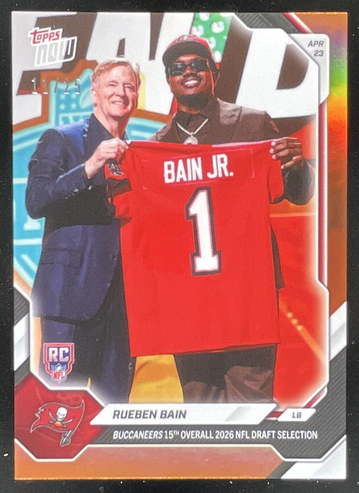 2026 Topps Now Orange #RBAI Rueben Bain RC Rookie /25 product image 1, provided for visual reference and product detail