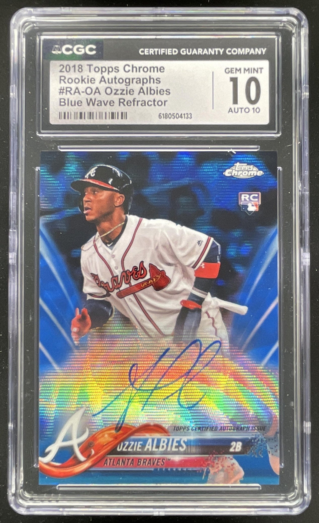 2018 Topps Chrome Rookie Blue Wave #RA-OA Ozzie Albies RC Auto /150 CGC 10 product image 1, provided for visual reference