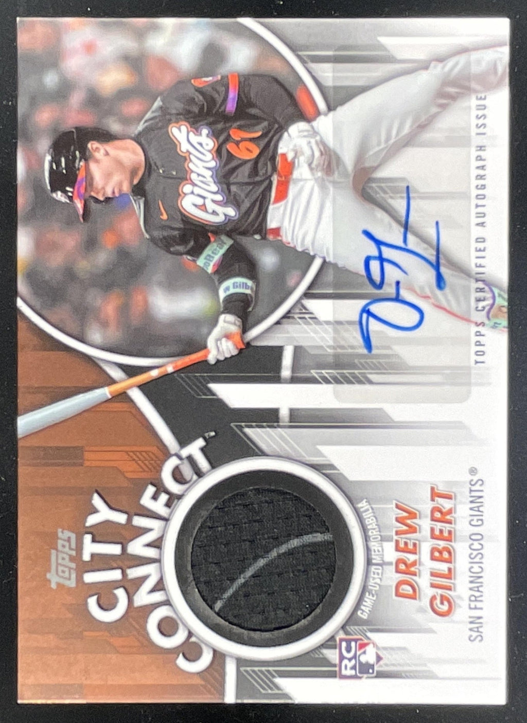 2026 Topps City Connect Swatch Collection Relic #CC2-DG Drew Gilbert RC Auto /99 product image 1, provided for visual