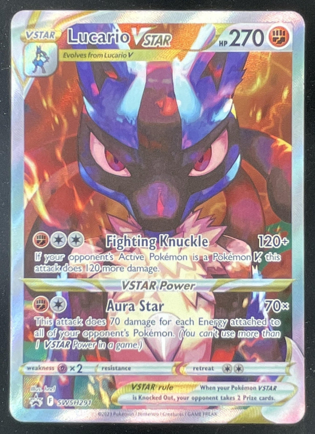 Pokemon Sword & Shield Black Star Promos #SWSH291 Lucario VST 2022 product image 1, provided for visual reference and