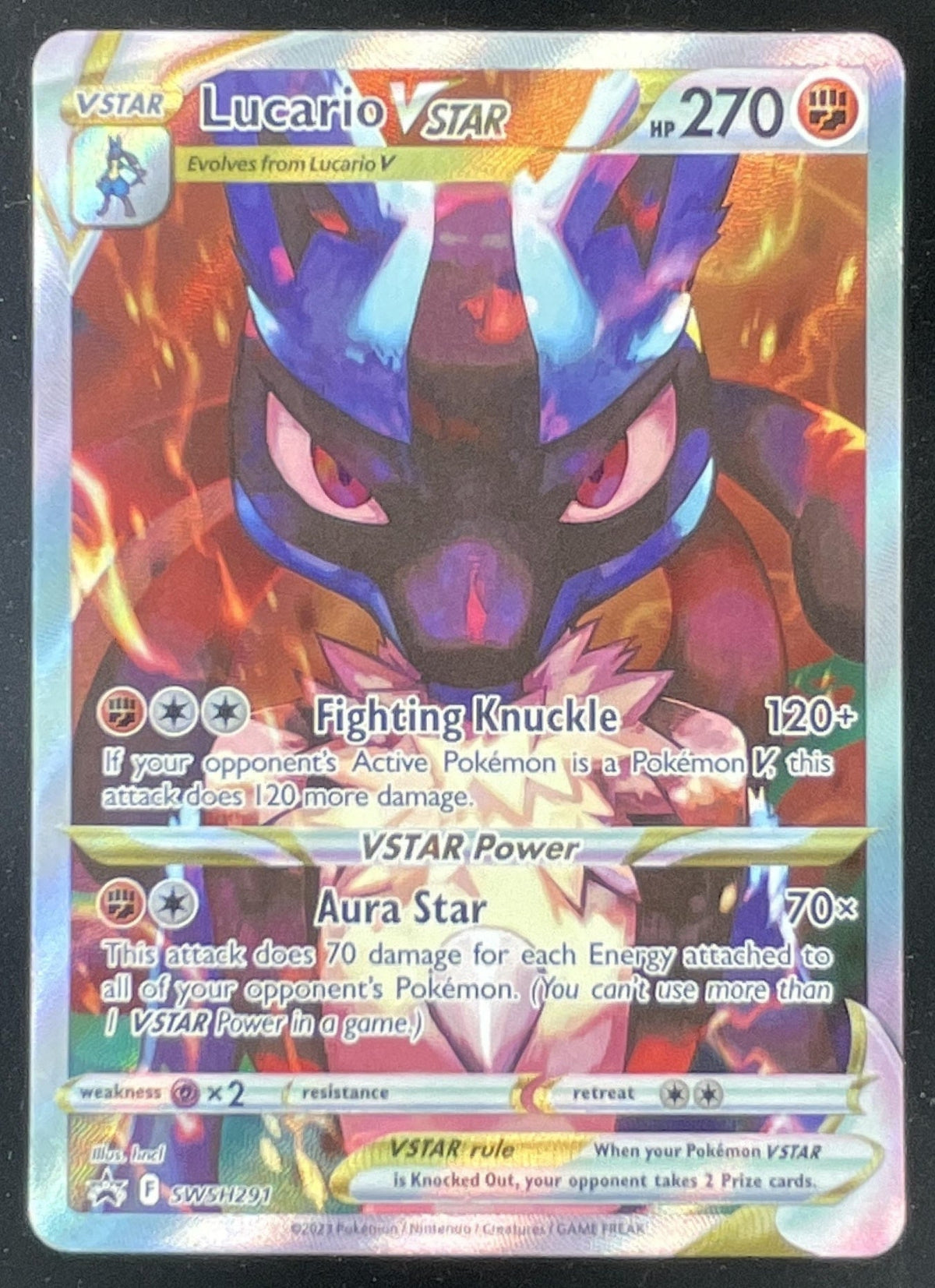 Pokemon Sword & Shield Black Star Promos #SWSH291 Lucario VST 2022 product image 1, provided for visual reference and