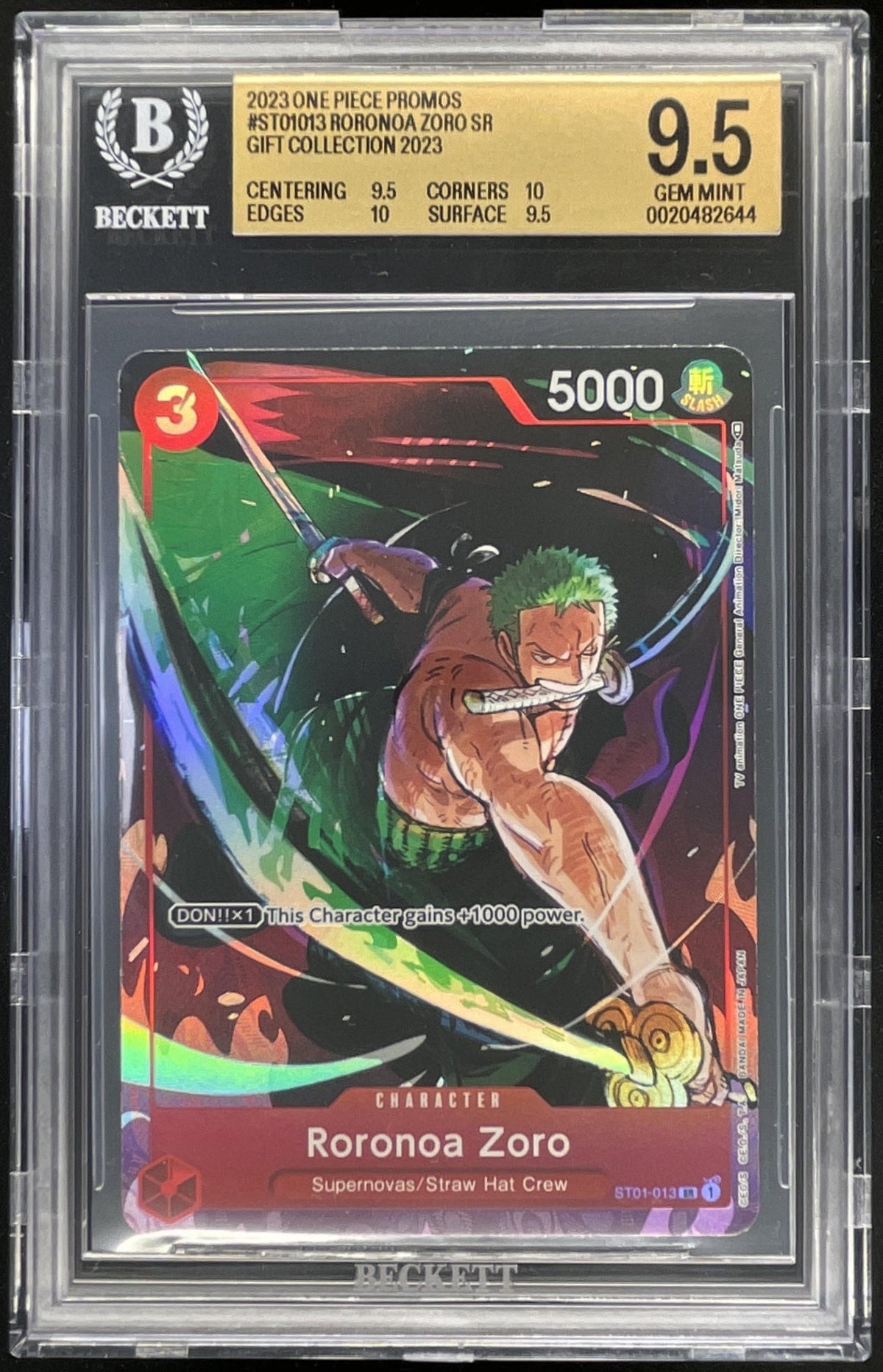 2023 One Piece Gift Collection #ST01-013 Roronoa Zoro BGS 9.5 product image 1, provided for visual reference and product
