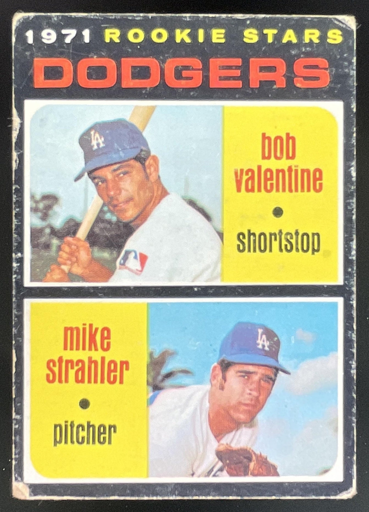 1971 Topps #188 Dodgers 1971 Rookie Stars Bob Valentine Mike Strahler RC product image 1, provided for visual reference and