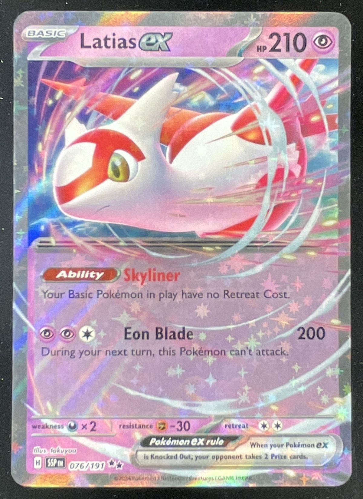 2024 Pokemon Surging Sparks #076/191 Latias Ex product image 1, provided for visual reference and product detail review