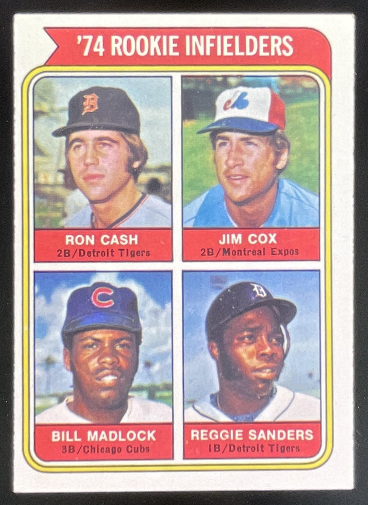 1974 Topps #600 1974 Rookie Ron Cash Jim Cox Bill Madlock Reggie Sanders RC product image 1, provided for visual reference