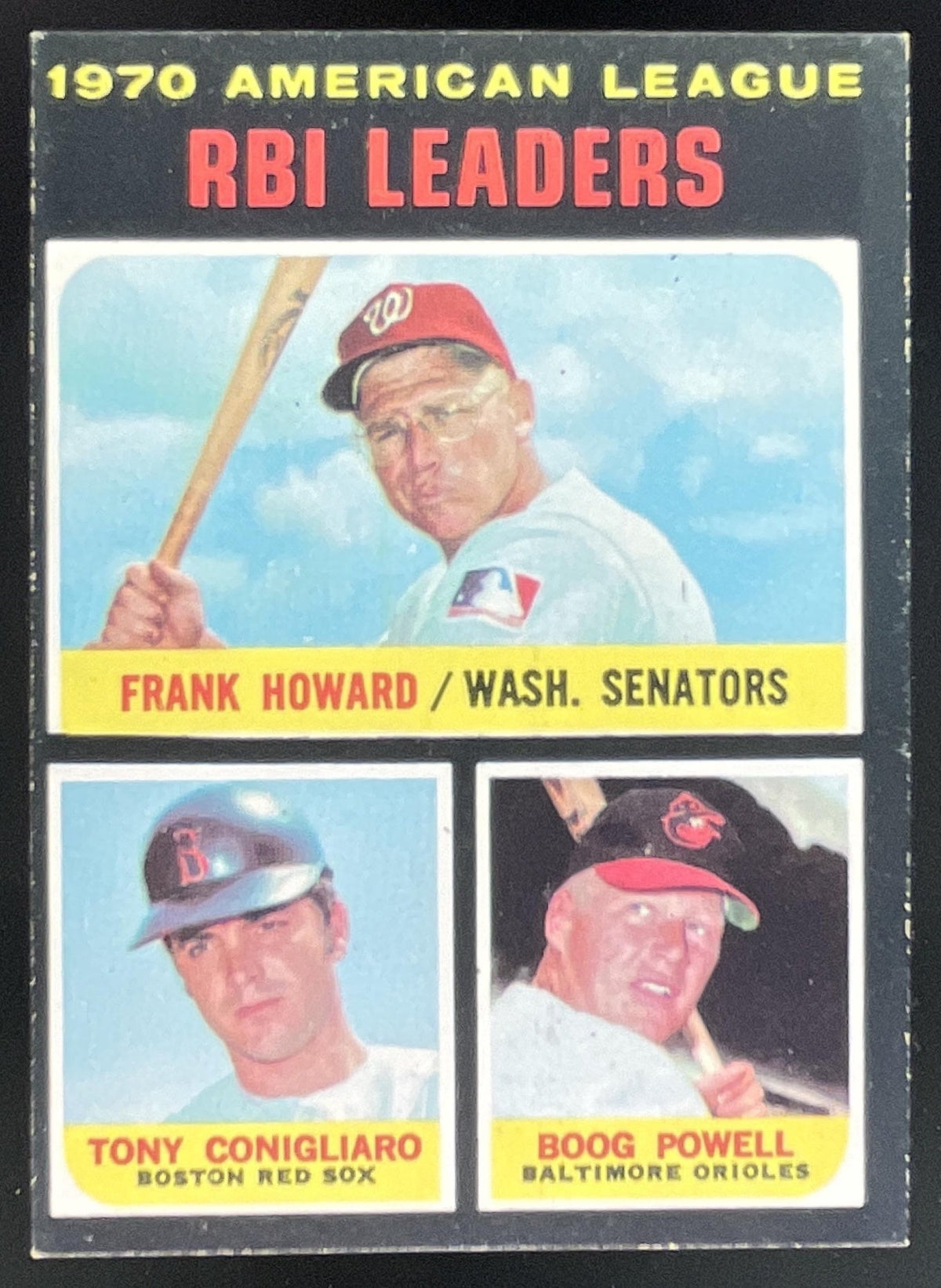 1971 Topps #63 American RBI Leaders Frank Howard Tony Conigliaro Boog Powell product image 1, provided for visual reference