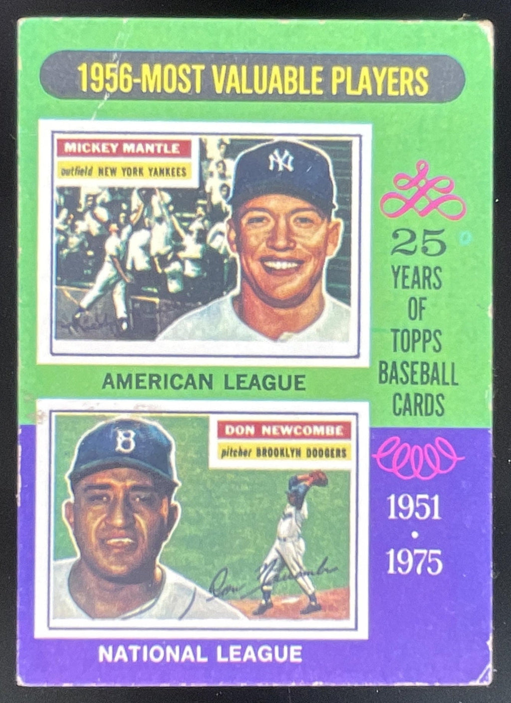 1975 Topps #194 1956s Mickey Mantle Don Newcombe MVP product image 1, provided for visual reference and product detail review